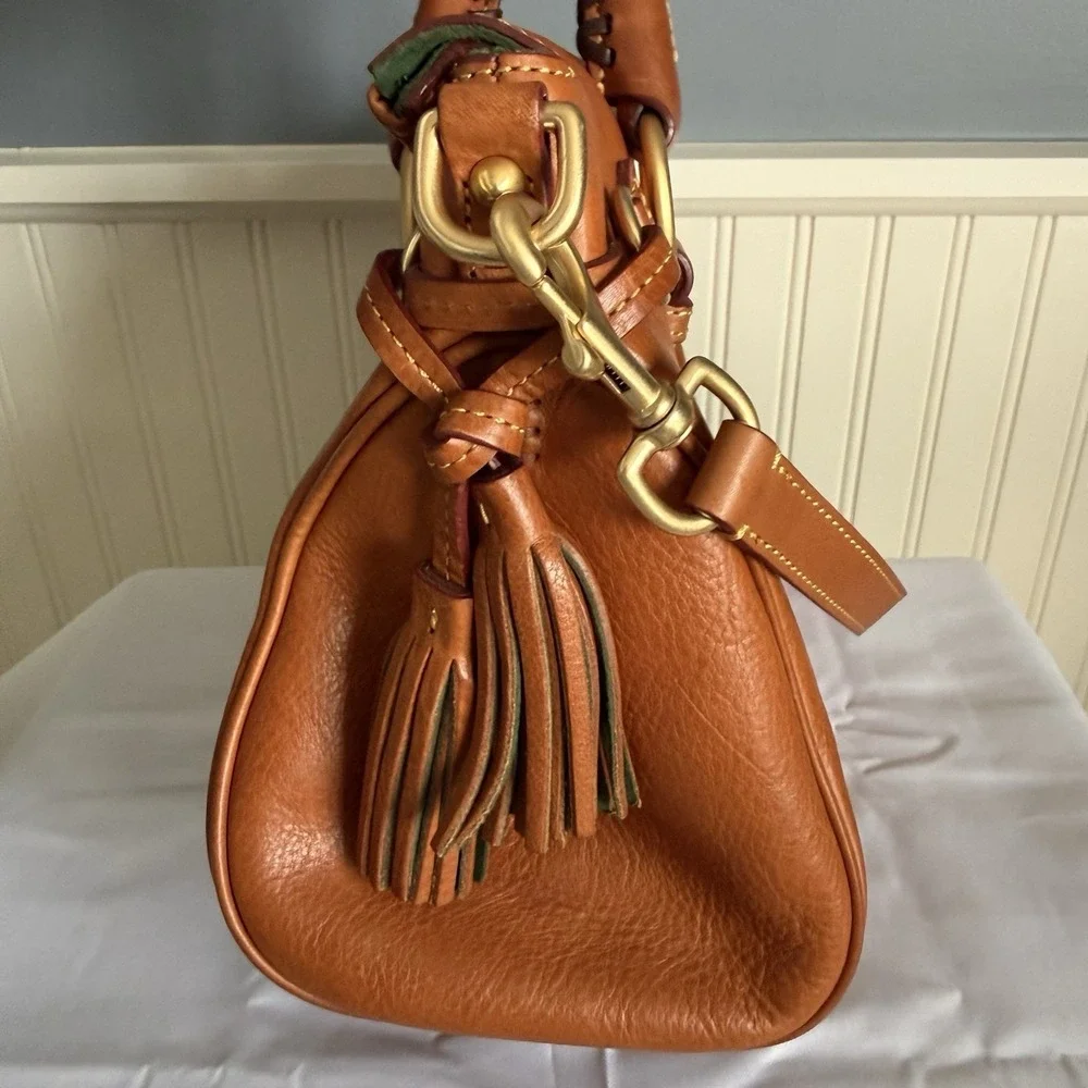 Dooney & Bourke Medium Natural Brown Florentine Leather Satchel  Bag Purse EUC